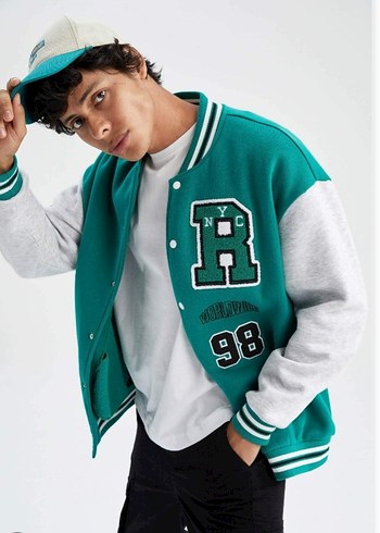 yeşil defacto kolej ceketi (unisex) - Görsel 2