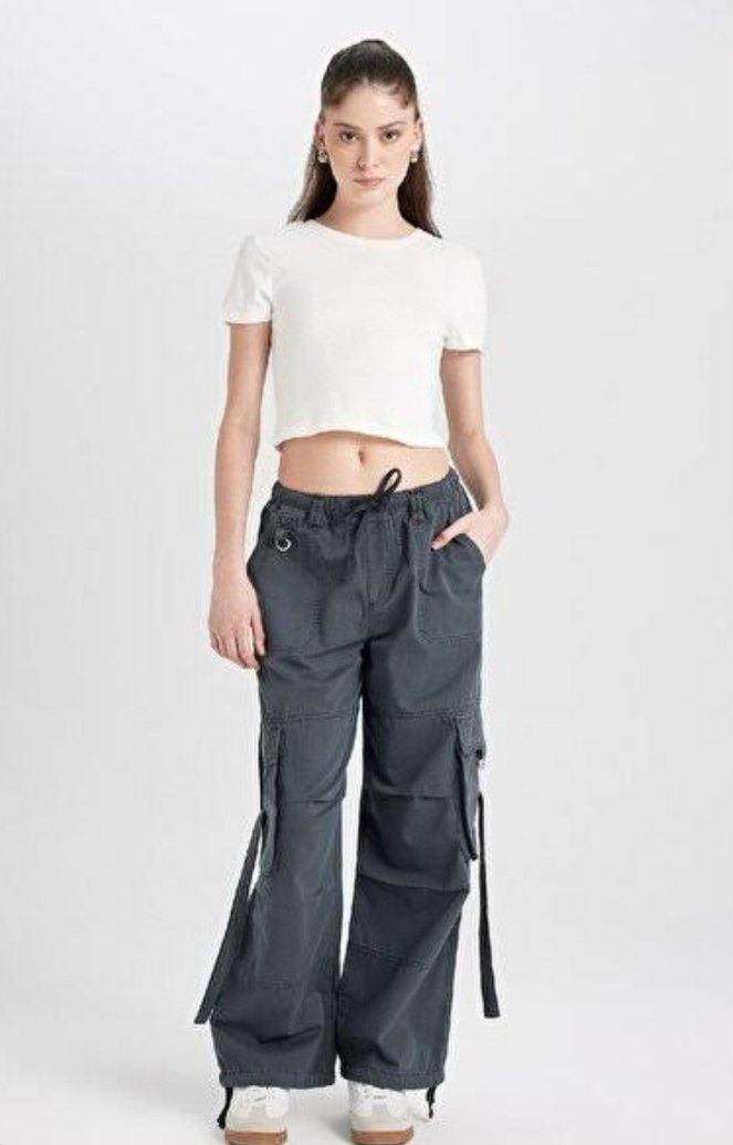 y2k paraşüt antrasit renkli defacto pantolon - Görsel 2