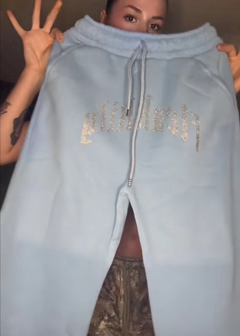 Mavi Taşlı Kapşonlu Eşofman Takımı Streetwear - Görsel 2