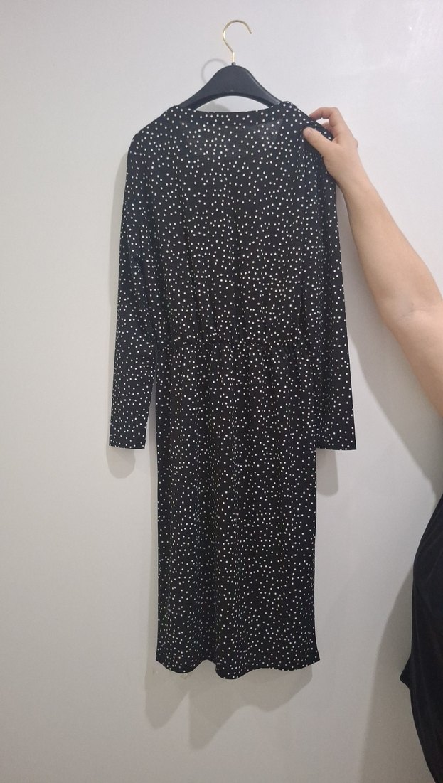 Mango Puantiye Desenli Siyah V Yaka Hamile Elbisesi - Görsel 2