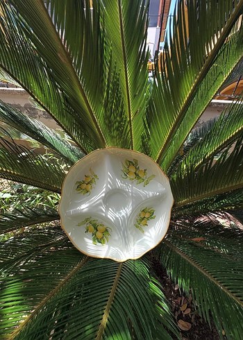 Vintage Beyaz Çiçek Desenli Bölmeli Tabak cam boyama el emegi - Görsel 4