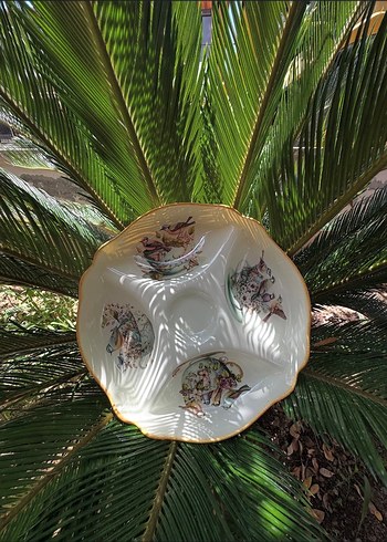 Vintage Beyaz Çiçek Desenli Bölmeli Tabak cam boyama el emegi - Görsel 16