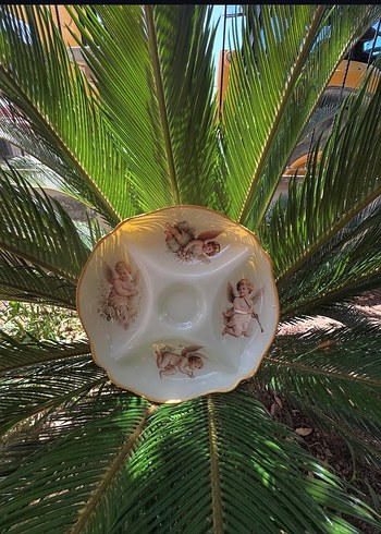 Vintage Beyaz Çiçek Desenli Bölmeli Tabak cam boyama el emegi - Görsel 14