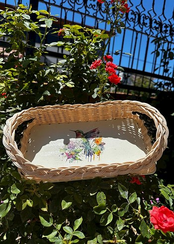 Rattan ayna tepsi sunumluk el yapımı el emegı - Görsel 9