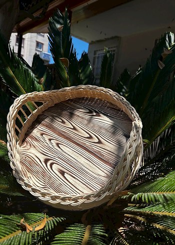 Rattan ayna tepsi sunumluk el yapımı el emegı - Görsel 4