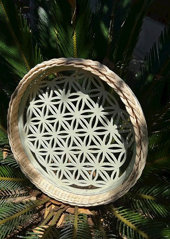Rattan ayna tepsi sunumluk el yapımı el emegı - Görsel 6