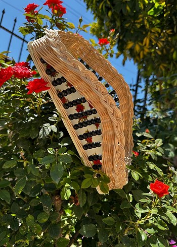 Rattan ayna tepsi sunumluk el yapımı el emegı - Görsel 2