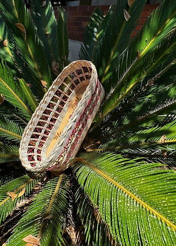 Rattan ayna tepsi sunumluk el yapımı el emegı - Görsel 14