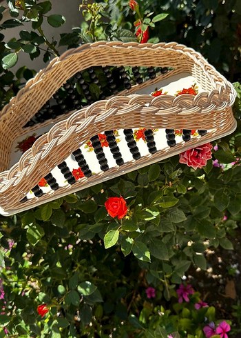 Rattan ayna tepsi sunumluk el yapımı el emegı - Görsel 18