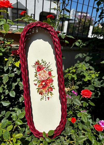 Rattan ayna tepsi sunumluk el yapımı el emegı - Görsel 3