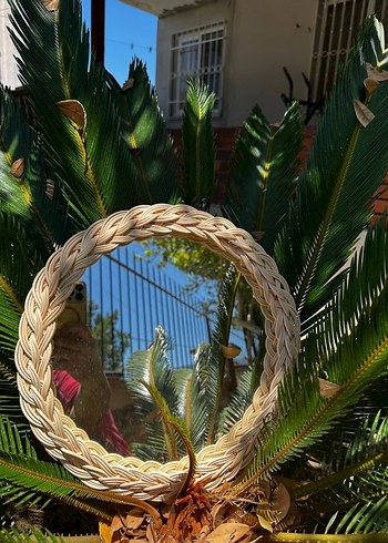 Rattan ayna tepsi sunumluk el yapımı el emegı - Görsel 15