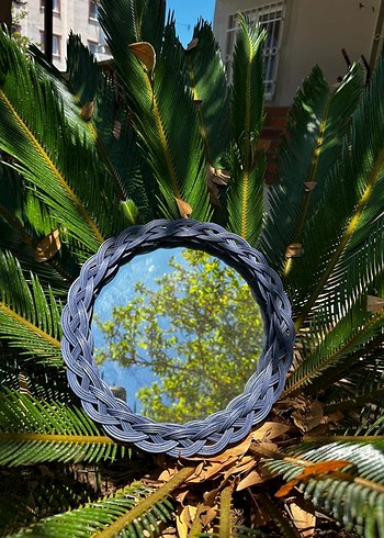 Rattan ayna tepsi sunumluk el yapımı el emegı - Görsel 5