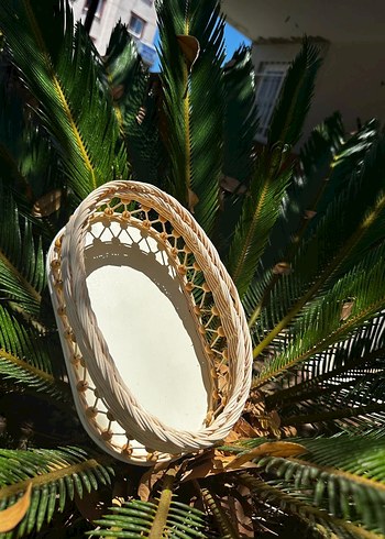 Rattan ayna tepsi sunumluk el yapımı el emegı - Görsel 17