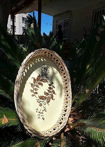 Rattan ayna tepsi sunumluk el yapımı el emegı - Görsel 10