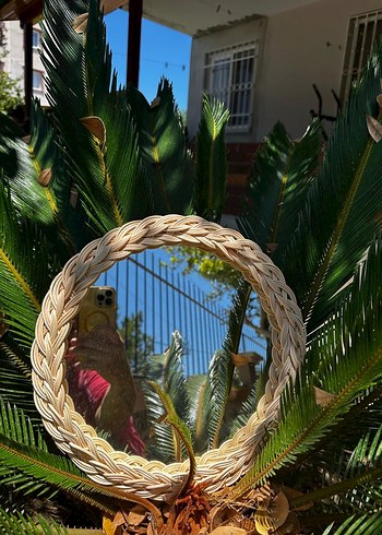 Rattan ayna tepsi sunumluk el yapımı el emegı - Görsel 12