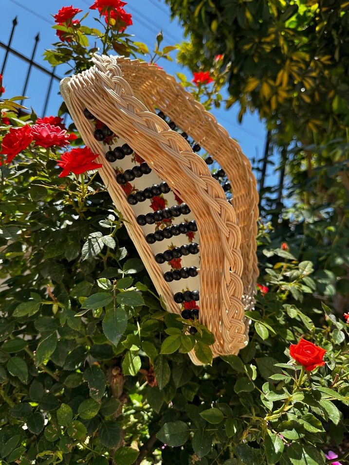 Rattan ayna tepsi sunumluk el yapımı el emegı - Görsel 2