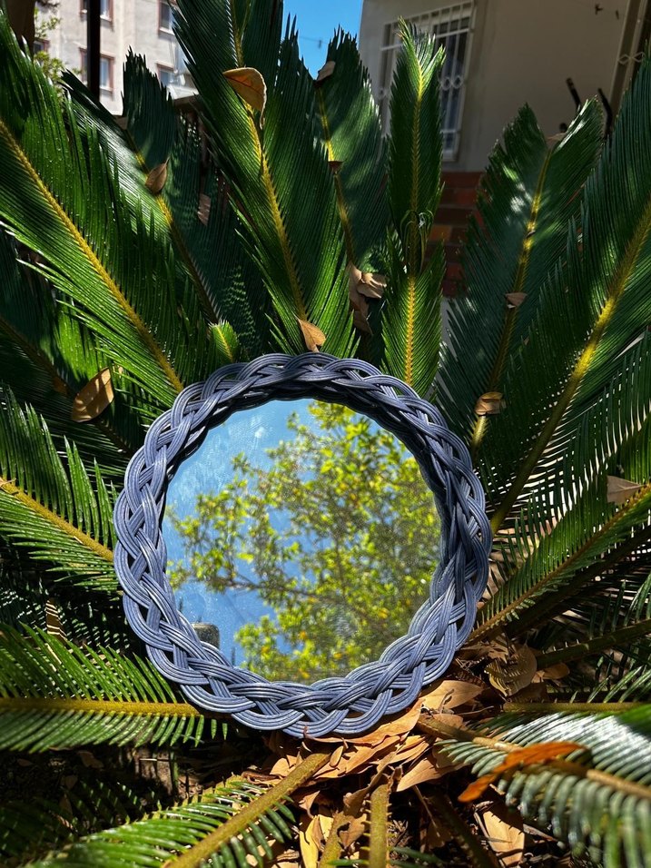 Rattan ayna tepsi sunumluk el yapımı el emegı - Görsel 5