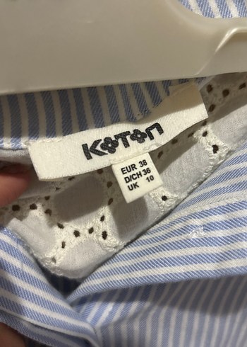 Mavi Düğmeli Kısa Kollu Kadın Gömlek - Görsel 3