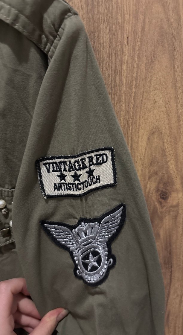 Nakışlı Düğmeli Kadın Haki Ceket - Görsel 4