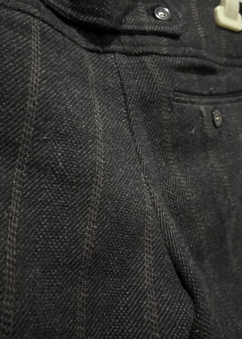 Kadın Kahverengi Çizgili Pilili Kumaş Pantolon - Görsel 4