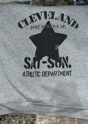 Gri Kapüşonlu Baskılı Kadın Sweatshirt - Görsel 2