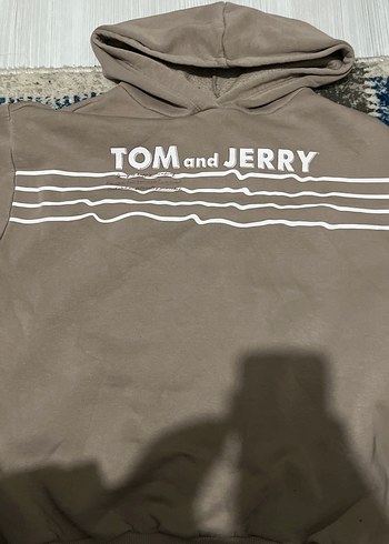 Tom and Jerry Baskılı Kahverengi Kapüşonlu Sweatshirt - Görsel 2