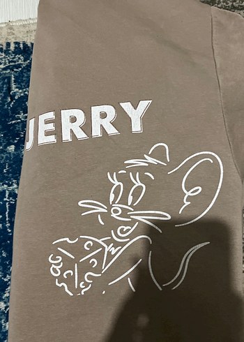 Tom and Jerry Baskılı Kahverengi Kapüşonlu Sweatshirt - Görsel 3