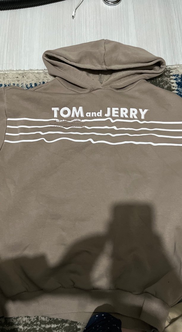 Tom and Jerry Baskılı Kahverengi Kapüşonlu Sweatshirt - Görsel 2