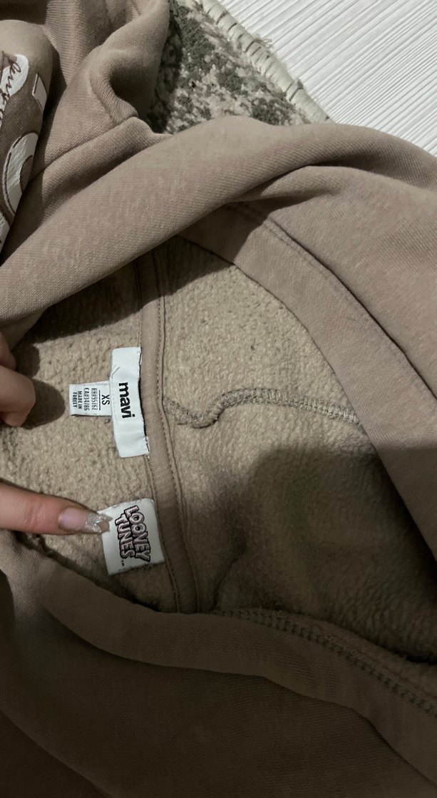 Tom and Jerry Baskılı Kahverengi Kapüşonlu Sweatshirt - Görsel 4