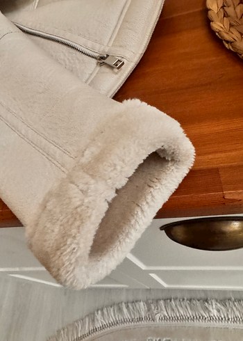 Bej Süet Kürk Detaylı Kısa kız çocuk Ceket - Görsel 6