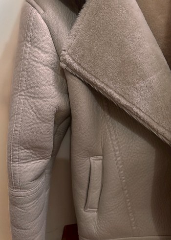 Bej Süet Kürk Detaylı Kısa kız çocuk Ceket - Görsel 4