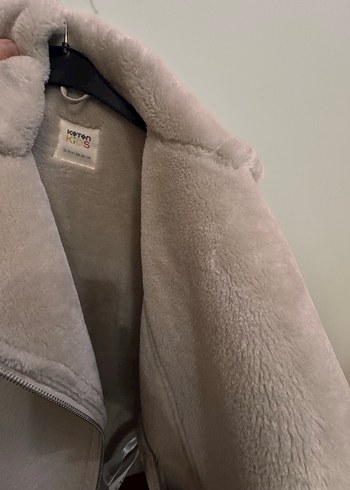 Bej Süet Kürk Detaylı Kısa kız çocuk Ceket - Görsel 2