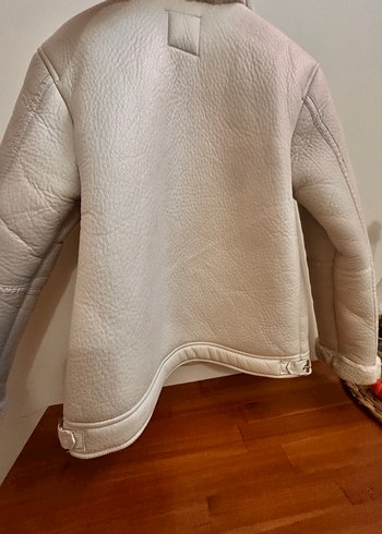 Bej Süet Kürk Detaylı Kısa kız çocuk Ceket - Görsel 3