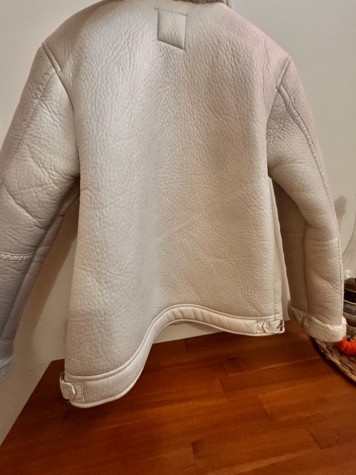 Bej Süet Kürk Detaylı Kısa kız çocuk Ceket - Görsel 3