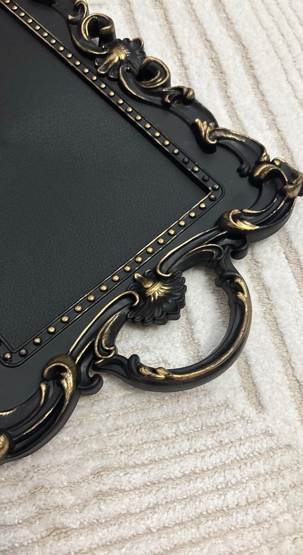 Siyah Vintage Dekoratif tepsi - Görsel 2