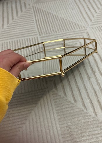 Parlak Altın Renk Çokgen aynalı tepsi - Görsel 2