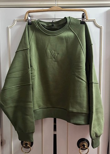 Nakış Detaylı Haki Salaş Sweatshirt - Görsel 2