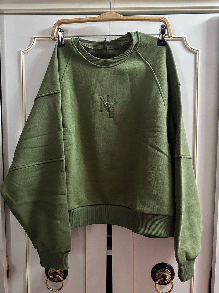 Nakış Detaylı Haki Salaş Sweatshirt - Görsel 2