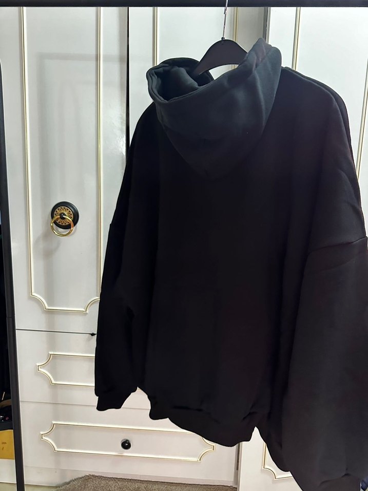 Siyah Oversize Erkek Sweatshirt - Görsel 3