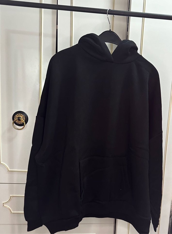 Siyah Oversize Erkek Sweatshirt - Görsel 2