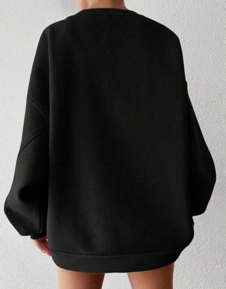 Siyah Baskılı Oversize Kadın Sweatshirt - Görsel 2
