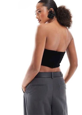 Kemer Detaylı Straplez Midi Deri Büstiyer - Görsel 2