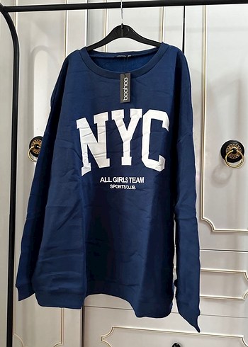 Mavi Oversize NYC Baskılı Sweatshirt - Görsel 3