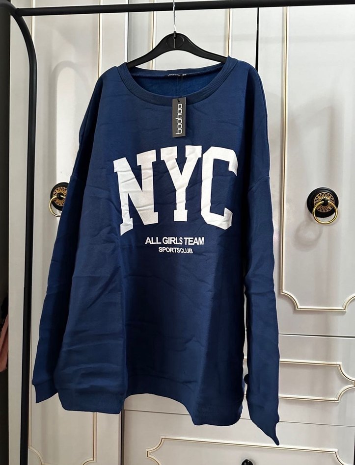 Mavi Oversize NYC Baskılı Sweatshirt - Görsel 3