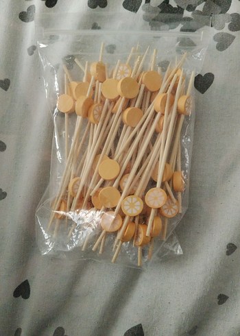 Sarı Ananas ve Portakal Dekorlu Parti Kürdanları - Görsel 2