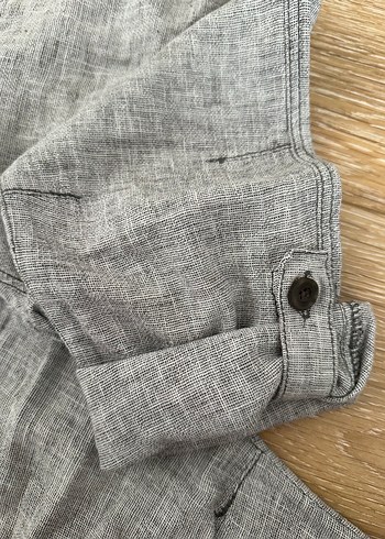 7 Yaş Beden gri Renk 6-7 yaş Erkek Çocuk Bej Keten Düğmeli Pantolon