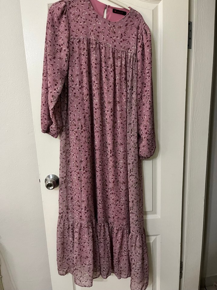 Mor Uzun Kollu Salaş Bohem Elbise - Görsel 3