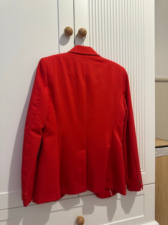 Mango Klasik Kesim Kırmızı ceket pantolon takım - Görsel 2