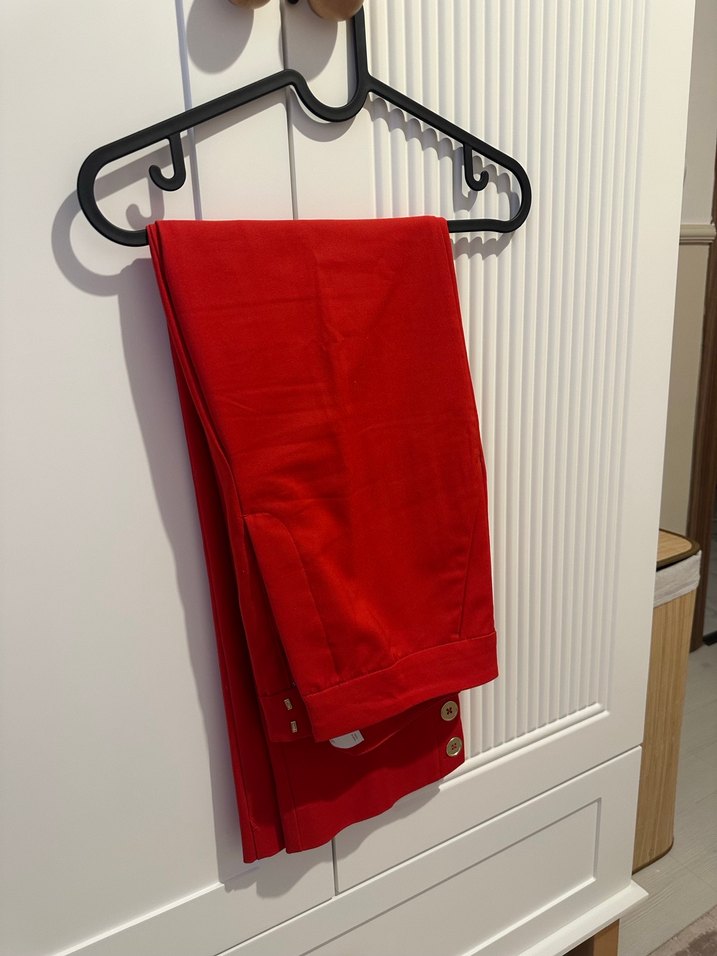 Mango Klasik Kesim Kırmızı ceket pantolon takım - Görsel 5