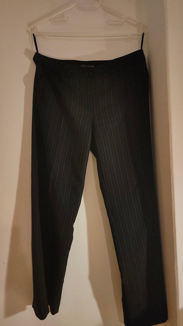 Siyah Çizgili Kadın Kumaş Pantolon - Görsel 2